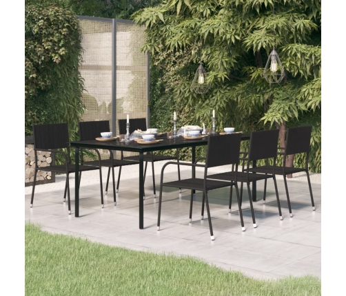 Mesa de comedor para jardín acero y vidrio negro 200x100x74 cm