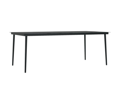 Mesa de comedor para jardín acero y vidrio negro 200x100x74 cm