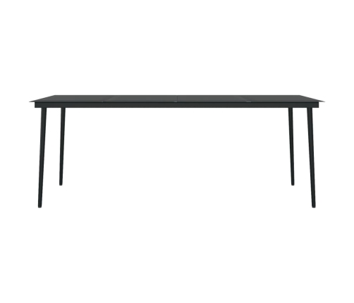 Mesa de comedor para jardín acero y vidrio negro 200x100x74 cm