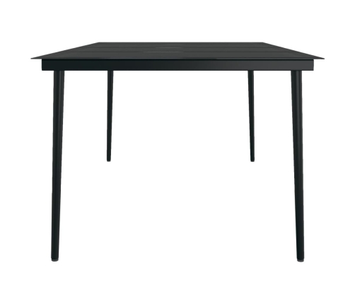 Mesa de comedor para jardín acero y vidrio negro 200x100x74 cm