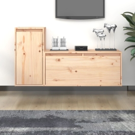 Muebles para TV 2 piezas madera maciza de pino