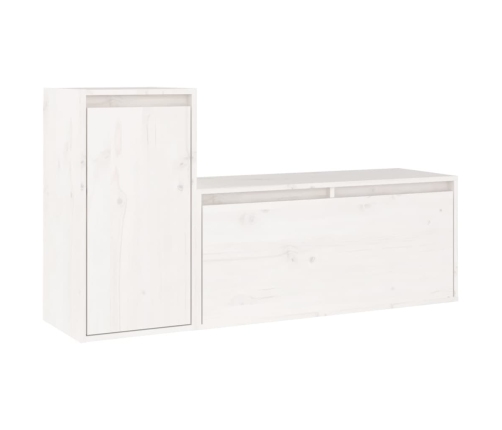 Muebles para TV 2 piezas madera maciza de pino blanco