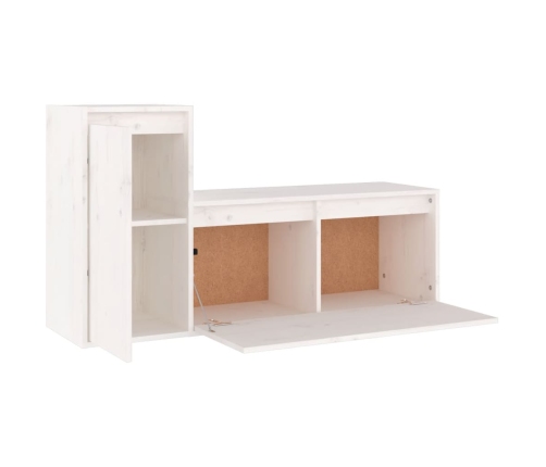 Muebles para TV 2 piezas madera maciza de pino blanco