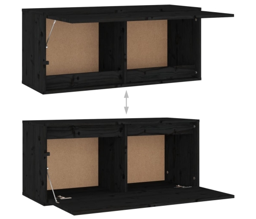 Muebles para TV 2 piezas madera maciza de pino negro