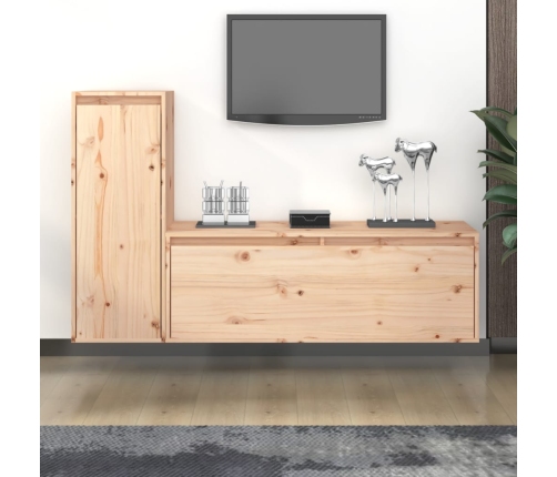 Muebles para TV 2 piezas madera maciza de pino