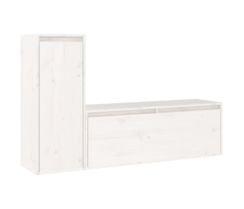 Muebles para TV 2 piezas madera maciza de pino blanco