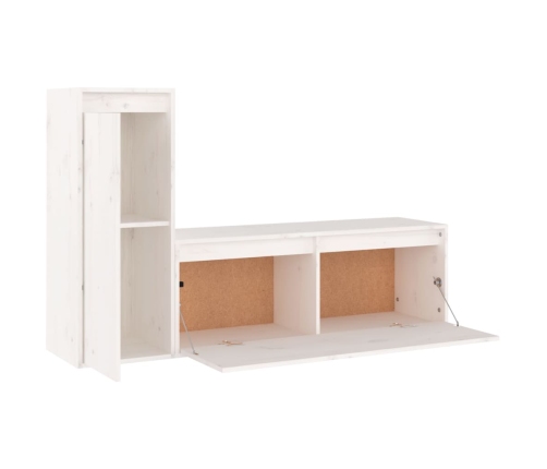 Muebles para TV 2 piezas madera maciza de pino blanco