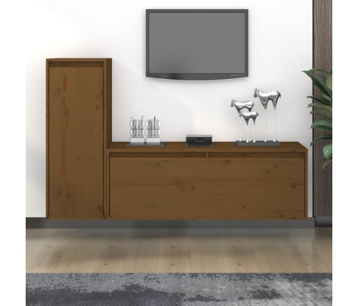 vidaXL Muebles para TV 2 piezas madera maciza de pino marrón miel