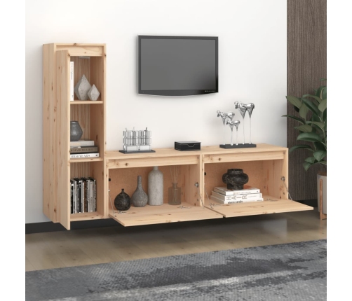 Muebles para TV 3 piezas madera maciza de pino