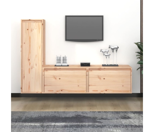 Muebles para TV 3 piezas madera maciza de pino