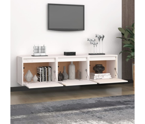 Muebles para TV 3 piezas madera maciza de pino blanco