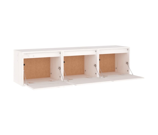 Muebles para TV 3 piezas madera maciza de pino blanco