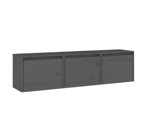 Muebles para TV 3 piezas madera maciza de pino gris