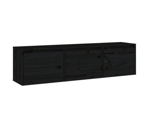 Muebles para TV 3 piezas madera maciza de pino negro