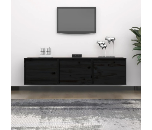 Muebles para TV 3 piezas madera maciza de pino negro