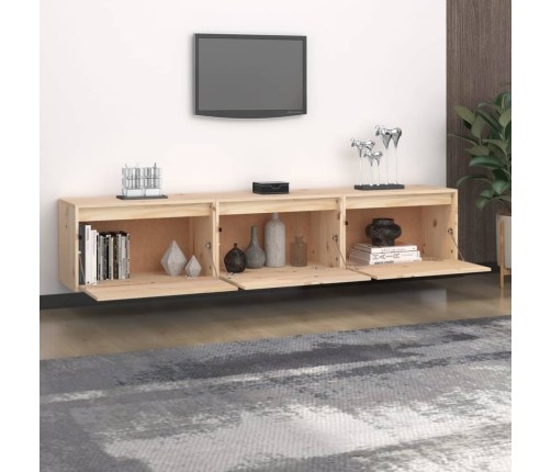 Mueble de TV 3 piezas madera maciza de pino