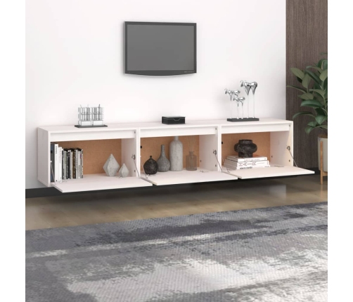 Mueble de TV 3 piezas madera maciza de pino blanco