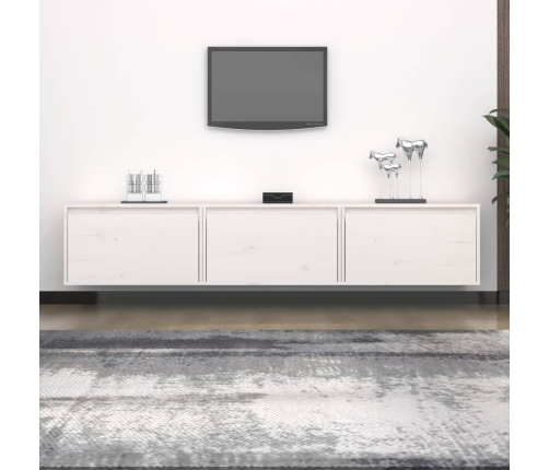 Mueble de TV 3 piezas madera maciza de pino blanco