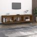 Mueble de TV 3 piezas madera maciza de pino marrón miel