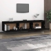 Mueble de TV 3 piezas madera maciza de pino negro