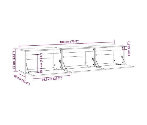 Mueble de TV 3 piezas madera maciza de pino negro