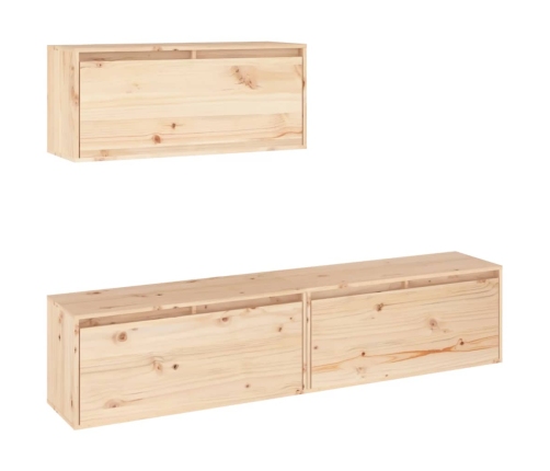 Muebles para TV 3 piezas madera maciza de pino