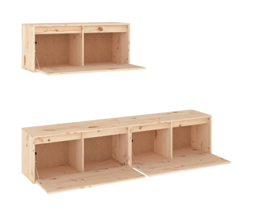 Muebles para TV 3 piezas madera maciza de pino