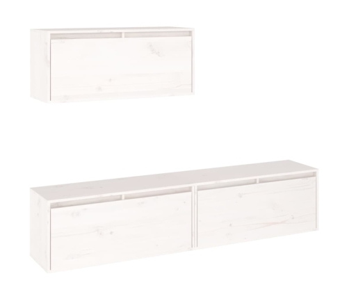 Muebles para TV 3 piezas madera maciza de pino blanco