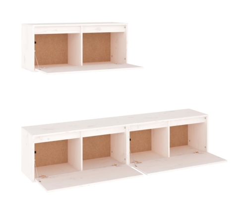 Muebles para TV 3 piezas madera maciza de pino blanco