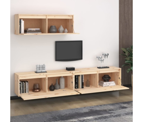 Muebles para TV 3 piezas madera maciza de pino