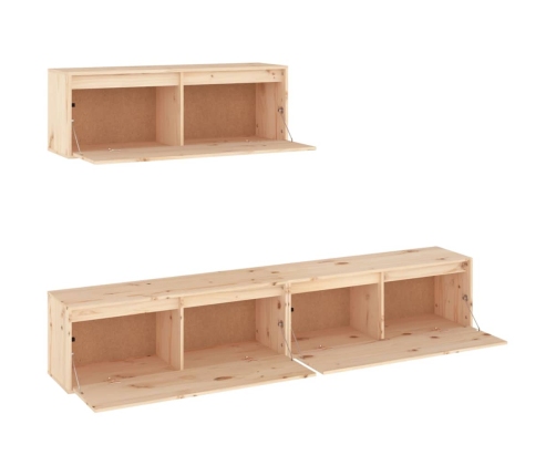 Muebles para TV 3 piezas madera maciza de pino