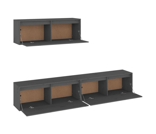 vidaXL Muebles para TV 3 piezas madera maciza de pino gris