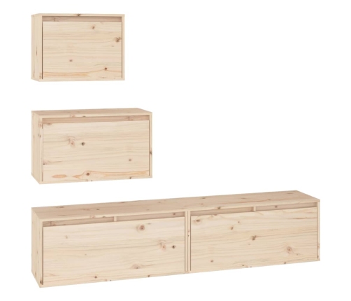 Muebles para TV 4 piezas madera maciza de pino