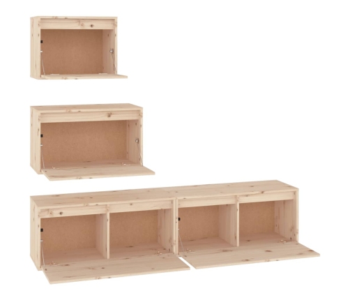 Muebles para TV 4 piezas madera maciza de pino