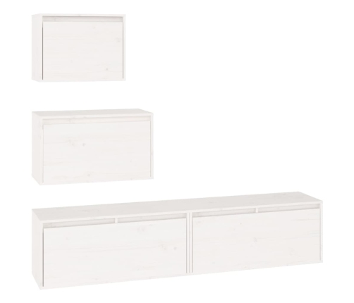 Muebles para TV 4 piezas madera maciza de pino blanco