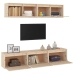 Conjunto de muebles de TV 5 piezas madera maciza de pino