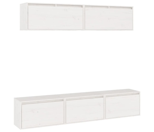 Muebles para TV 5 piezas madera maciza de pino blanco