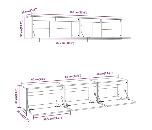 Muebles para TV 5 piezas madera maciza de pino blanco