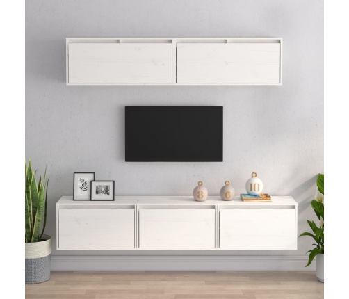 Muebles para TV 5 piezas madera maciza de pino blanco