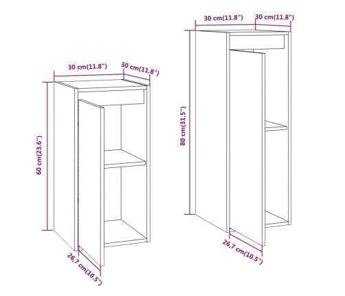 Muebles para TV 2 piezas madera maciza de pino