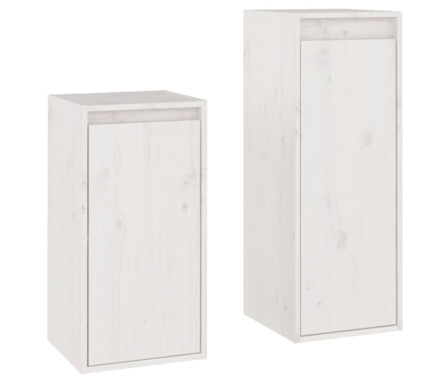 Muebles para TV 2 piezas madera maciza de pino blanco