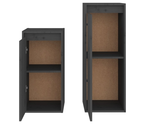 Muebles para TV 2 piezas madera maciza de pino gris