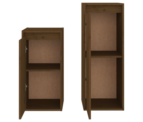 Muebles para TV 2 piezas madera maciza de pino marrón miel