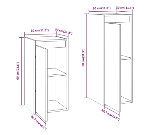 Muebles para TV 2 piezas madera maciza de pino marrón miel