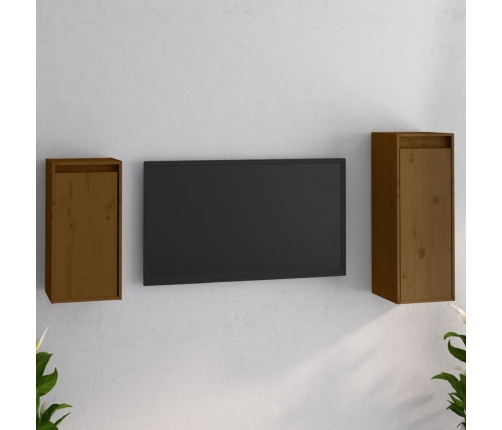 Muebles para TV 2 piezas madera maciza de pino marrón miel