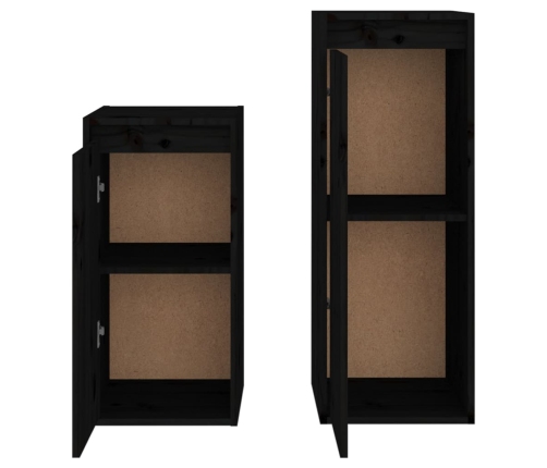 Muebles para TV 2 piezas madera maciza de pino negro