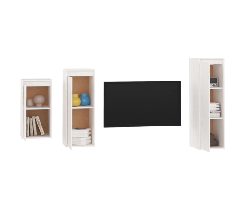 Muebles para TV 3 piezas madera maciza de pino blanco