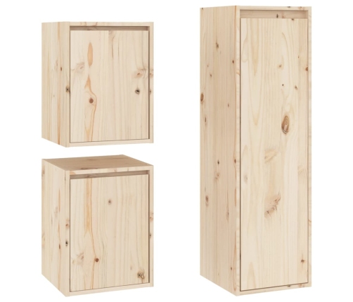 Muebles para TV 3 piezas madera maciza de pino