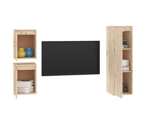 Muebles para TV 3 piezas madera maciza de pino