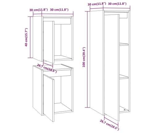 Muebles para TV 3 piezas madera maciza de pino